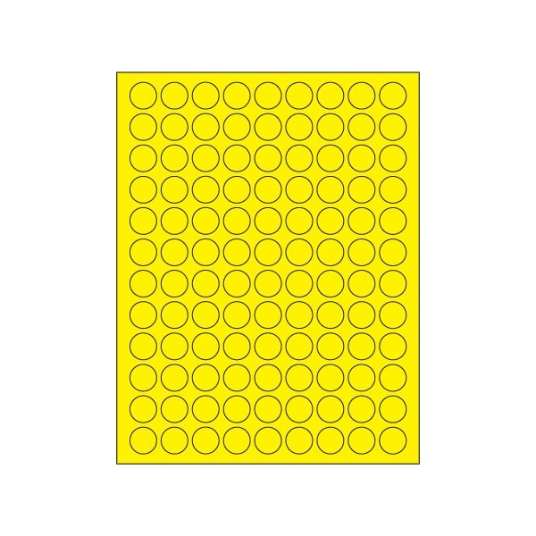 Bsc Preferred 3/4'' Fluorescent Yellow Circle Laser Labels, 10800PK BUY00021905 - main
